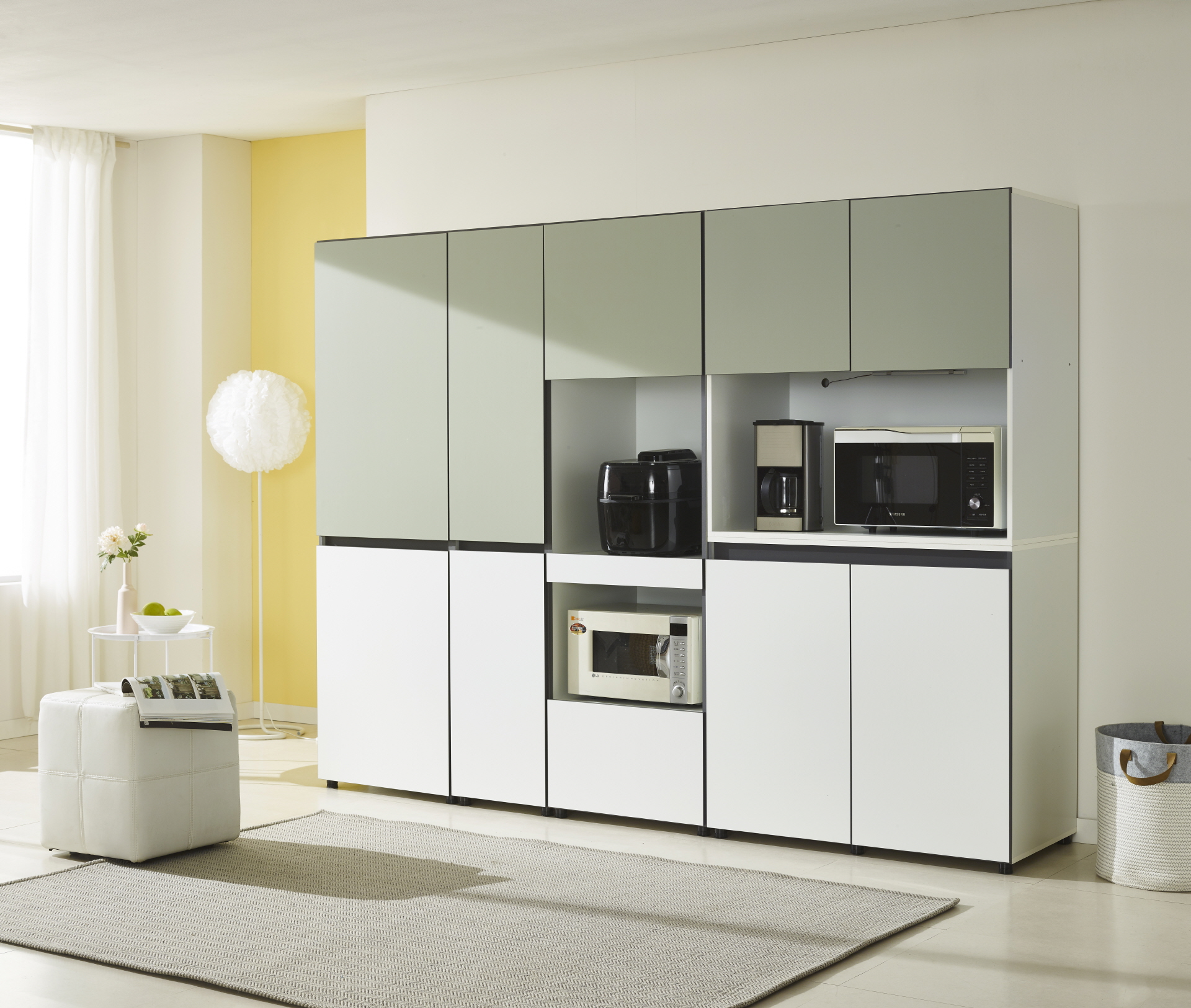 비크 주방수납장 올리브그린풀세트