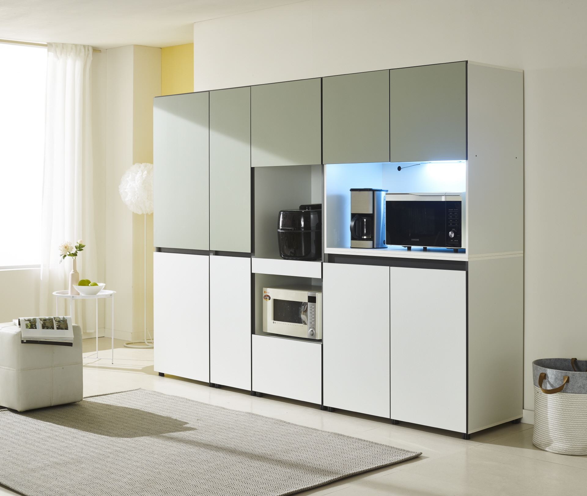 비크 주방수납장 올리브그린풀세트