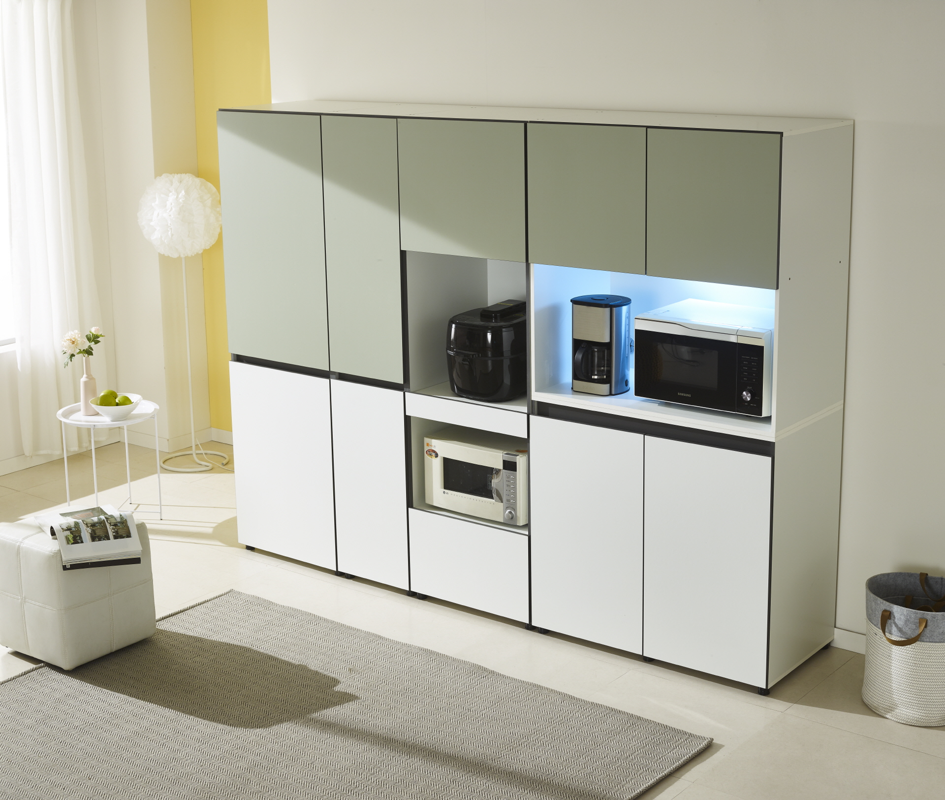 비크 주방수납장 올리브그린풀세트