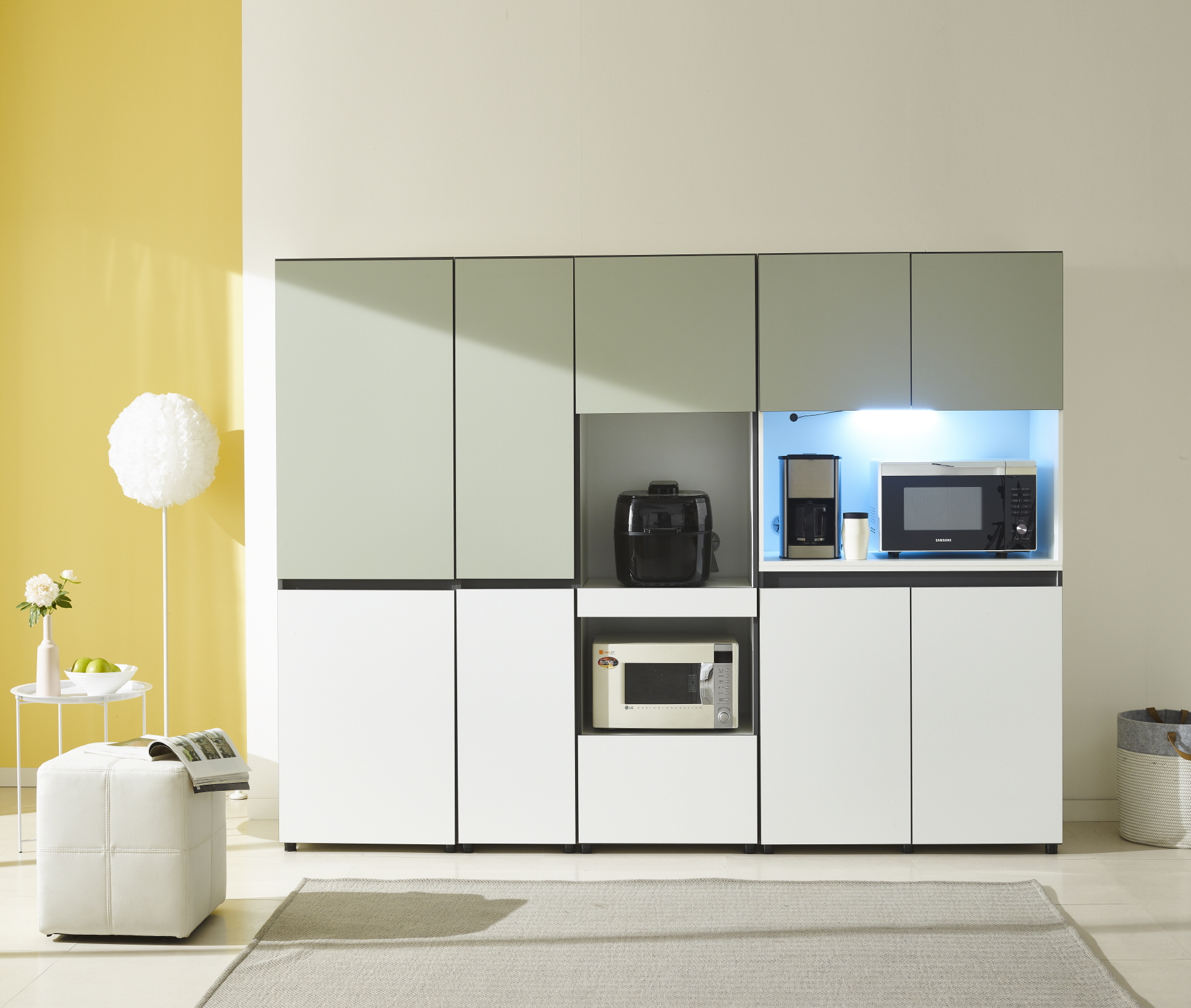 비크 주방수납장 올리브그린풀세트