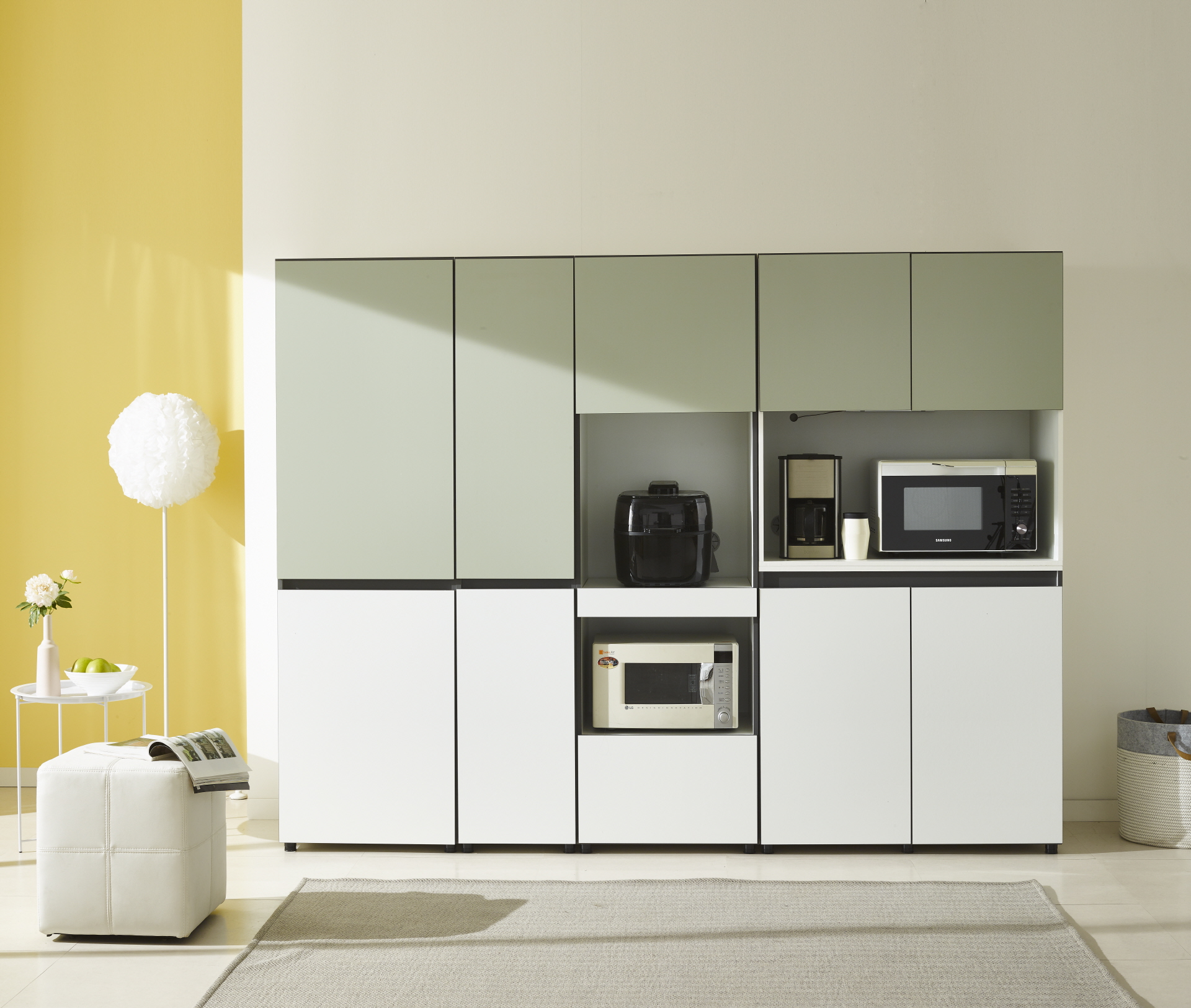 비크 주방수납장 올리브그린풀세트