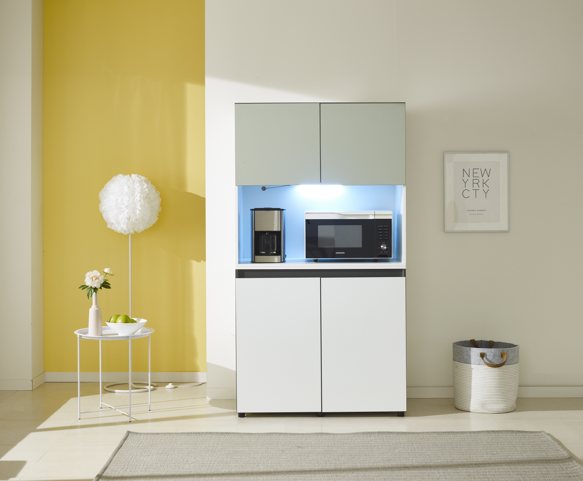 비크 990 주방수납장-올리브그린