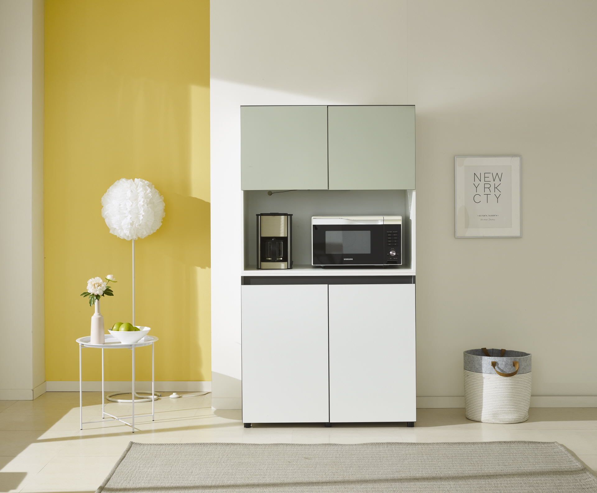 비크 990 주방수납장-올리브그린