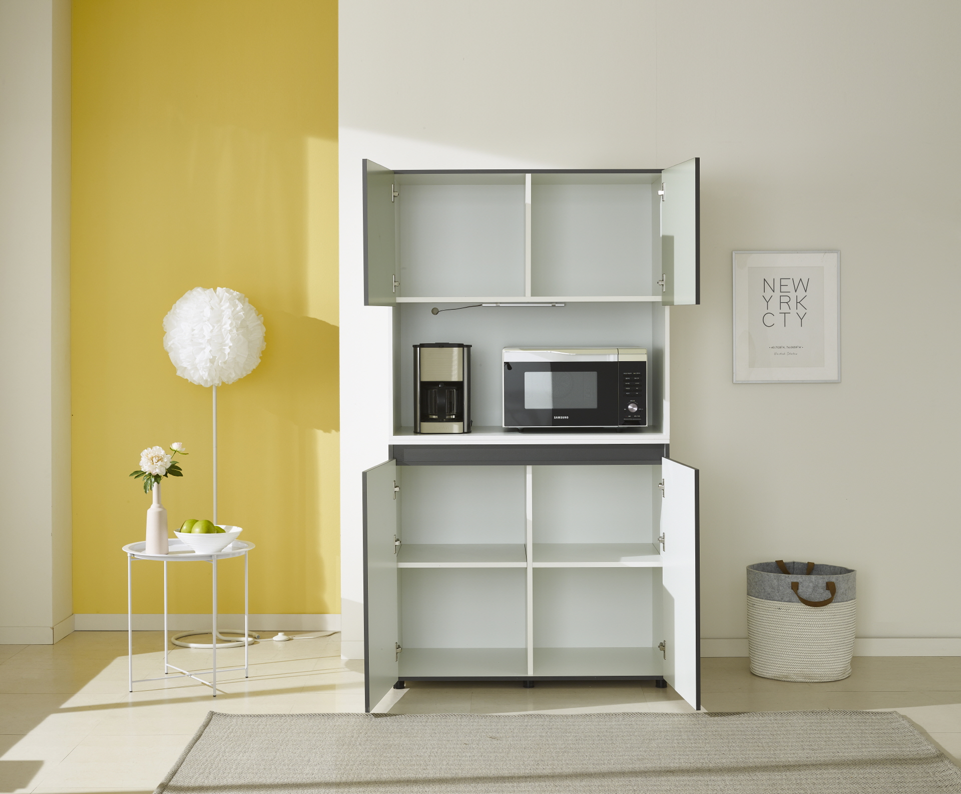 비크 990 주방수납장-올리브그린