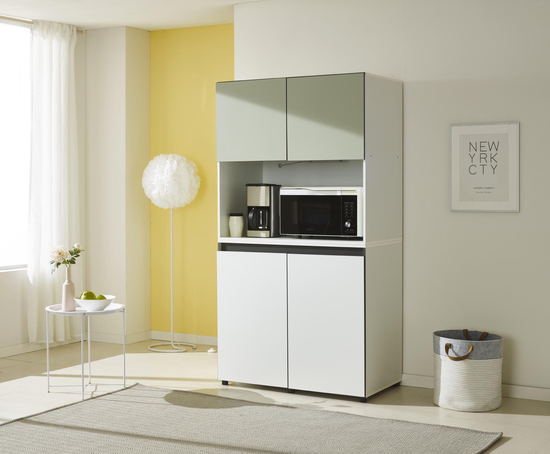 비크 990 주방수납장-올리브그린