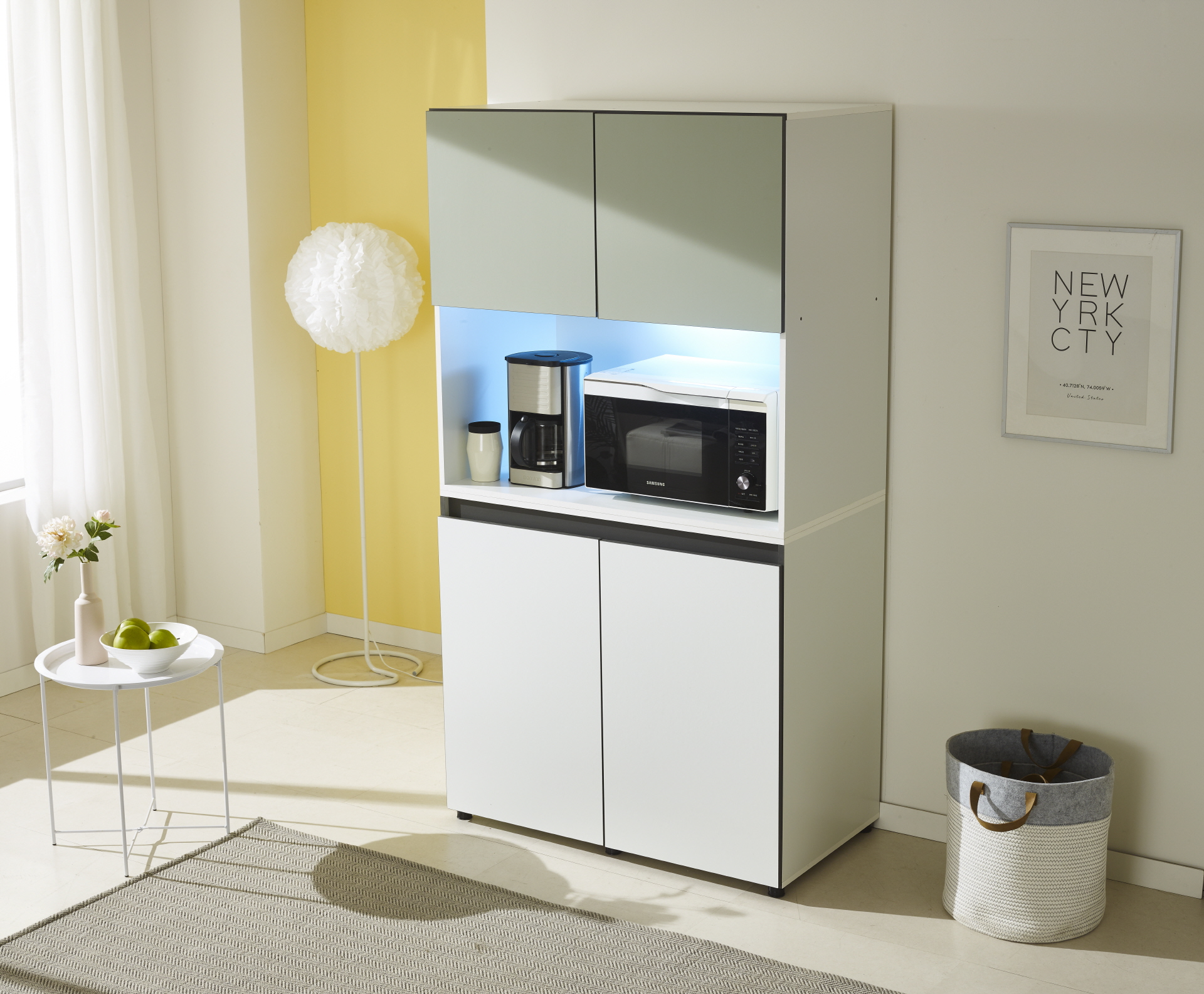 비크 990 주방수납장-올리브그린