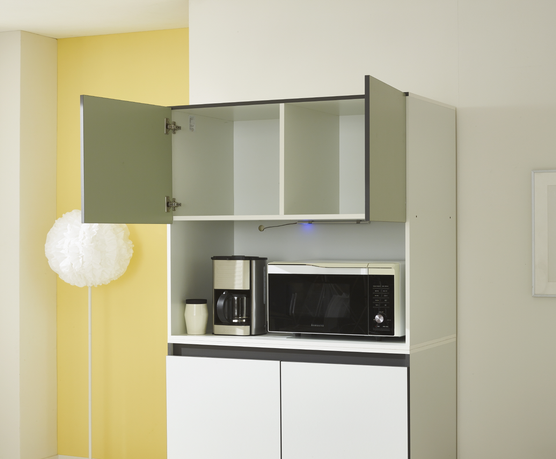 비크 990 주방수납장-올리브그린